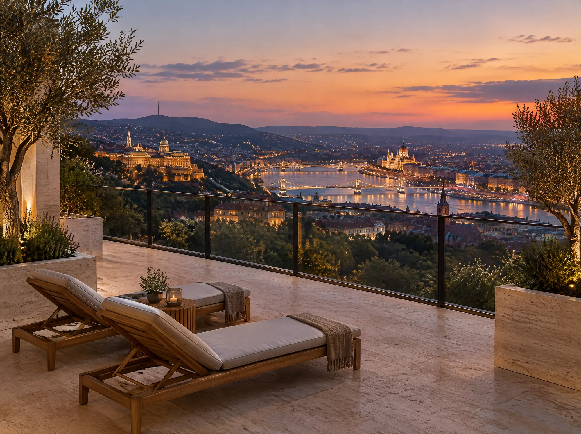 Terrace with a long view over Buda